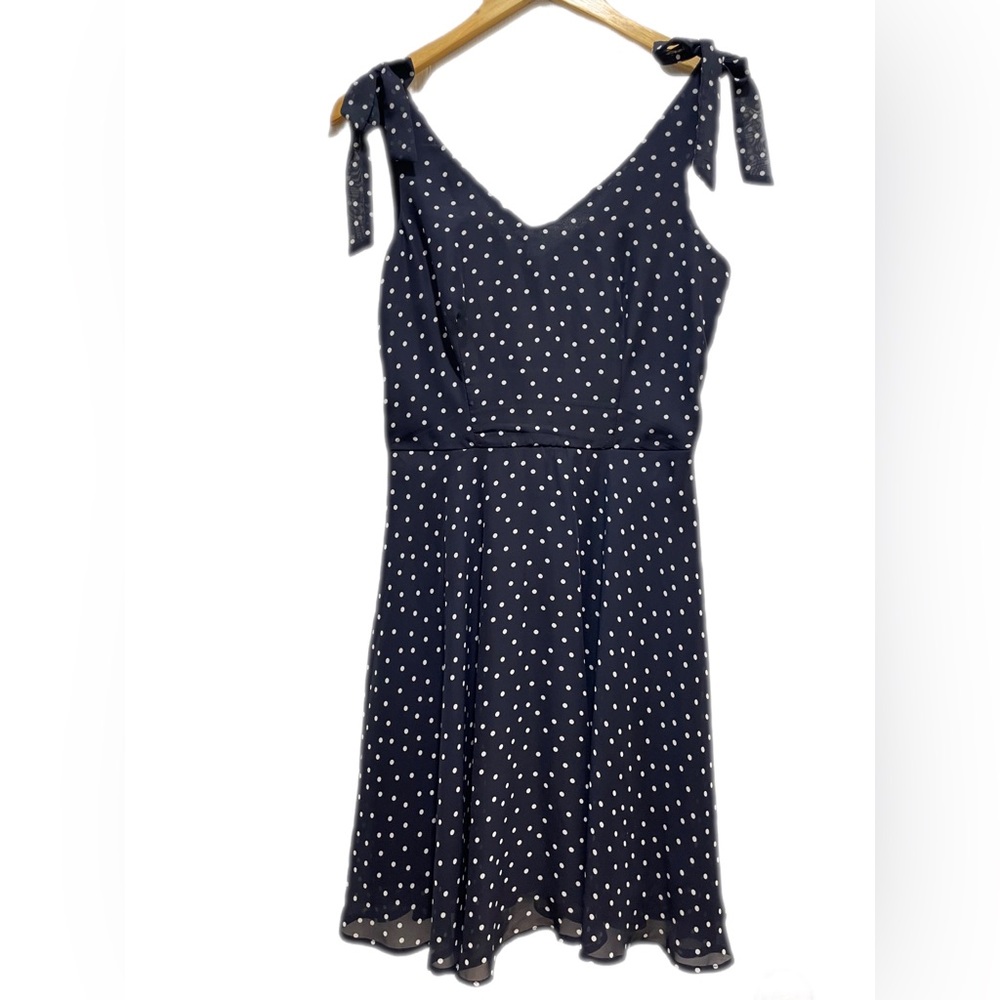 Elegant Navy Polka Dot Dress